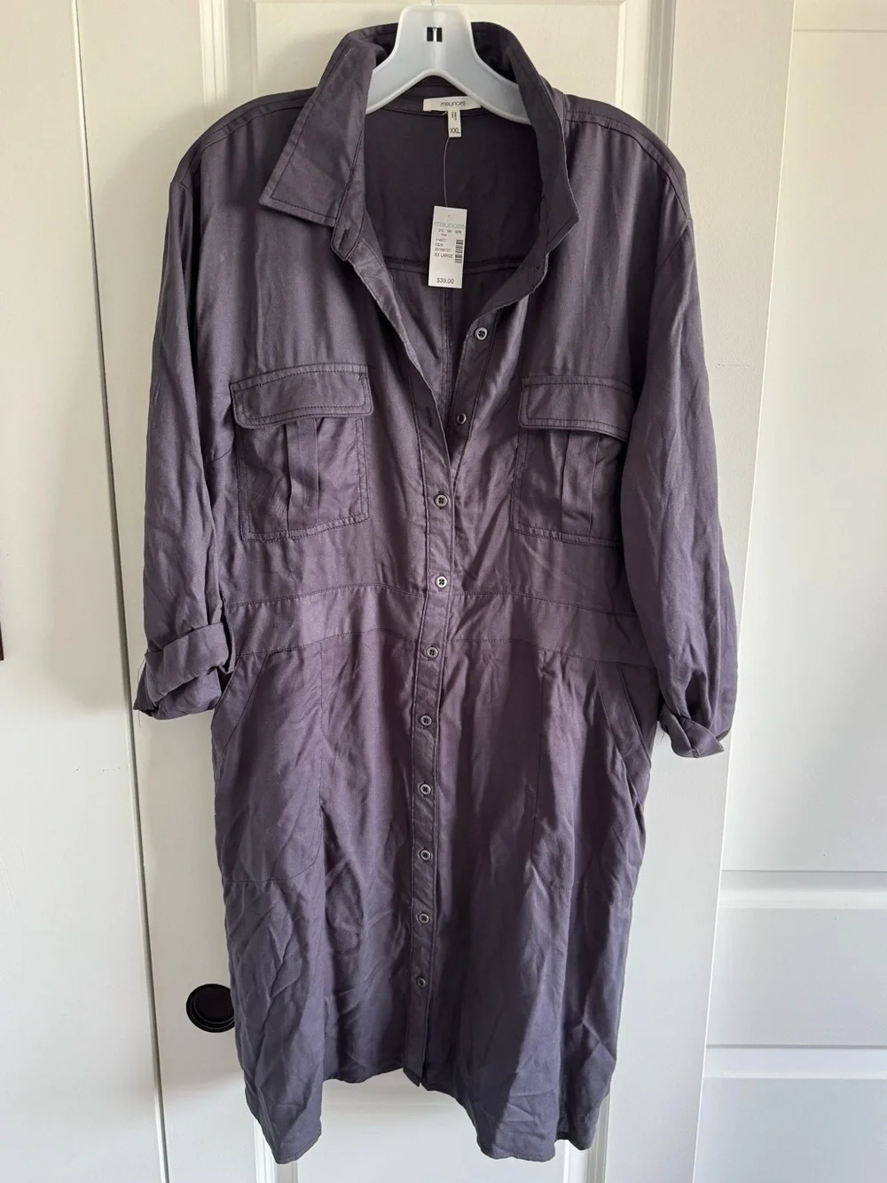 Maurices Charcoal Gray Button-Front Shirt Dress - Picture 4 of 8